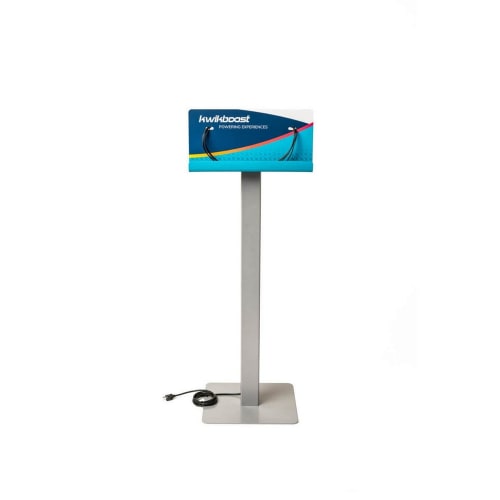 KwikBoost Basic Courtesy Charging Station, Freestanding, Silver and Black